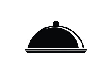 Elegant Black and White Serving Tray with Dome Lid Illustration