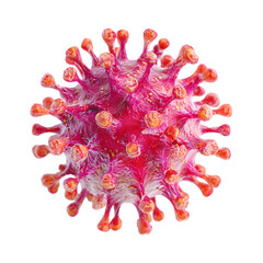 Detailed Close-Up Illustration of a Vibrant Coronavirus Model on Isolated Background