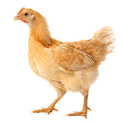 A single domestic light brown hen, a common farm bird, isolated on a transparent background png