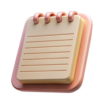 3d notepad icon isolated on transparent background