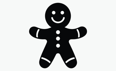 Gingerbread man silhouette, Gingerbread Man Cookie Silhouette, Black Vector for Holiday 