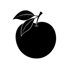 Peach fruit with one leaf silhouette