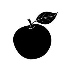 Peach fruit with one leaf silhouette