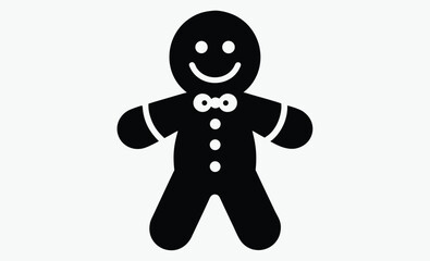 Gingerbread man silhouette, Gingerbread Man Cookie Silhouette, Black Vector for Holiday 