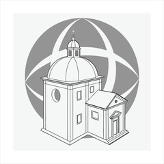 Minimalist Abstract House Logo with Geometric Windows in 3D Style.

