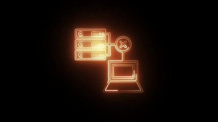  glowing neon server network icon isolated, black background, hd motion graphic animation - Powered by Adobe