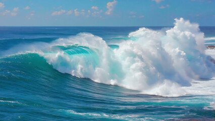 Magnificent ocean wave crashing with power, showcasing the beauty and strength of nature.