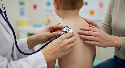 Pediatrician Examining Child's Lungs with Stethoscope