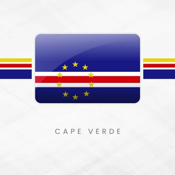 Vibrant Animated Cape Verde Flag Waving in Button Frame with Bold Blue Field, White and Red Stripes and Star Circle for National Unity and Island Pride