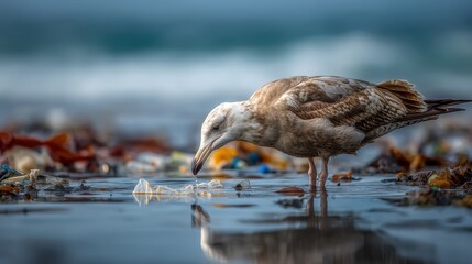 Sea Birds Eating Plastic from the Ocean