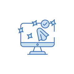 Computer Cleaning icon design with white background stock illustration