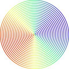 Abstract Gradient Circle Colorful Rainbow Maze or Labyrinth Concentric Rings with Segmented Hues. Modern Tech UI Element, Target Icon, or Data Flow Concept for Dynamic Design.