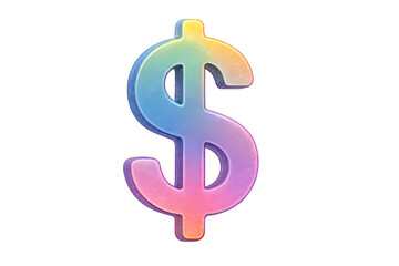 Obraz premium Colorful 3D Gradient Dollar Symbol Render with Glossy Finish Isolated on Transparent Background for Finance and Digital Design Concepts