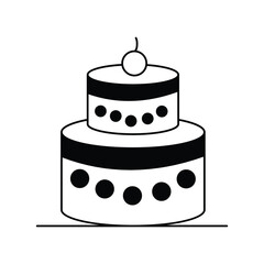 cake icon with white background vector stock illustration
