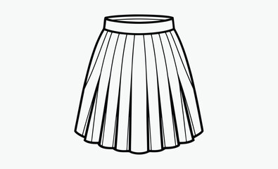 Skirt silhouette, Flat Skirt Silhouette Black Vector Style, Fashion Clipart Illustration Vector Format 