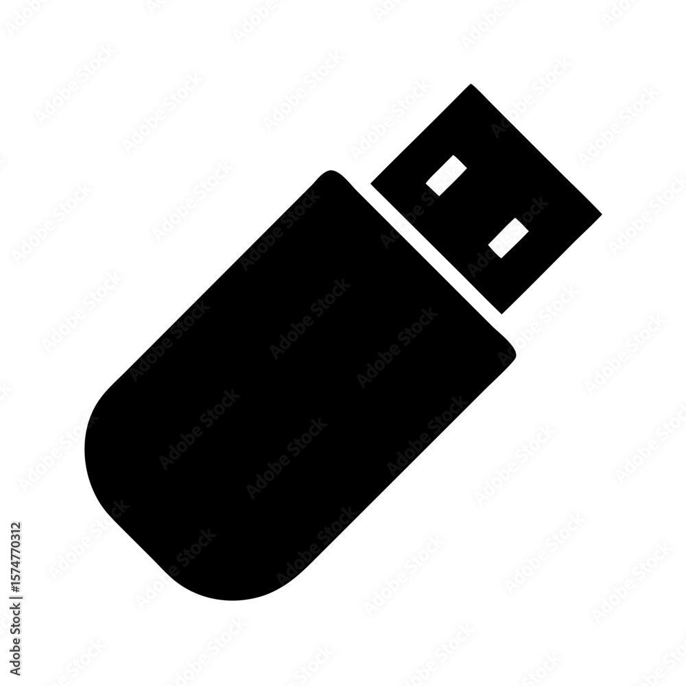 Poster usb flash drive vector icon illustration for data storage portable memory stick device design
