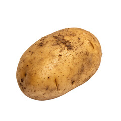 A whole uncooked potato with brown skin, ready for cooking, isolated on a transparent background png