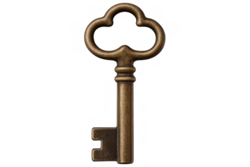Antique metal key with transparent background, ideal for concepts related to security, mystery, and access