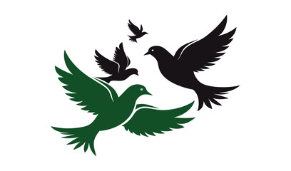 Three birds in flight abstract design