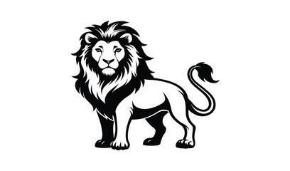 Obraz premium Majestic black and white lion illustration