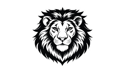 Majestic lion head black and white illustration © Md
