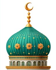 Teal Islamic Dome with Gold Accents and Crescent Moon,Hari Raya Haji  Eid al-Adha