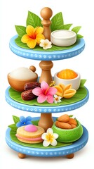 Three Tiered Stand with Assorted Food and Flowers,Hari Raya Haji  Eid al-Adha
