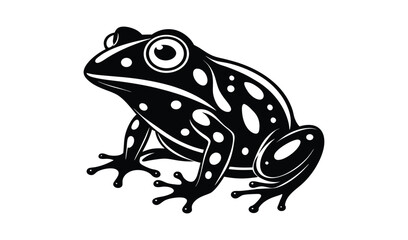 Stylized black and white frog illustration