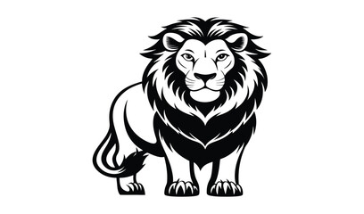 Majestic black and white lion illustration