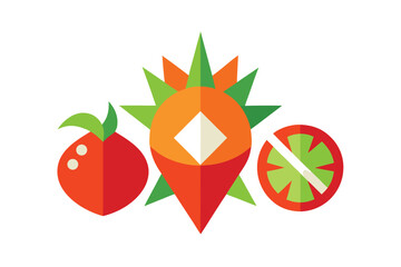 Futuristic Vector Fruit Elements With Sharp Shapes