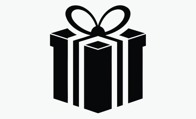 Christmas gift silhouette, Christmas Gift Vector in Black Silhouette Style, Flat Festive Illustration 