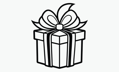 Christmas gift silhouette, Christmas Gift Vector in Black Silhouette Style, Flat Festive Illustration 