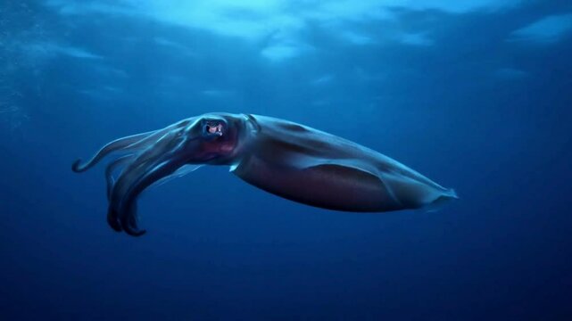 Humboldt Squid Gliding Through Deep Blue Ocean Depths
