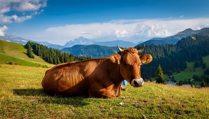 lying brown cow