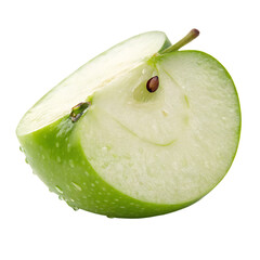 A single round slice of a tart green apple with skin isolated on a transparent background png