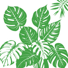 Monstera and tropical leaves pack vector design concept illustration.