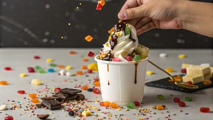 Funny Overloaded Frozen Yogurt: A Sticky Situation