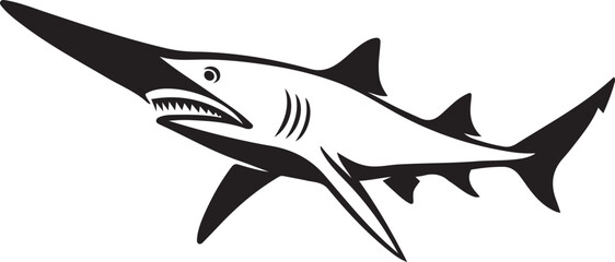 Chimaera shark silhouette powerful design, Deep sea creature vector illustration