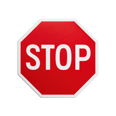 Obraz premium Bright Red Stop Sign with Bold White Letters on a Isolated Background for Traffic Safety and Regulations Transparent background or png