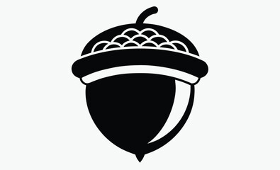 Acorn silhouette, Black and white acorn silhouette 