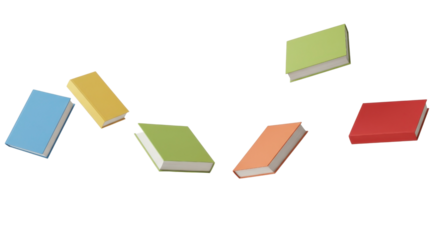 Colorful books flying, cut out