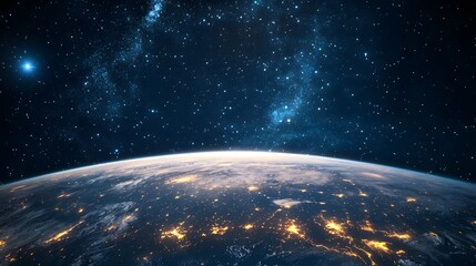 Breathtaking view of Earth from space amidst the stars