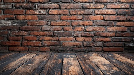 Rustic brick wall and wooden floor studio backdrop