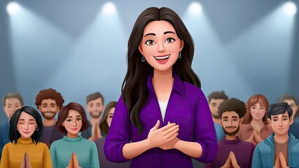 Diverse group appreciating presentation