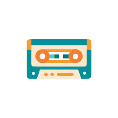 Retro cassette tape illustration in vibrant colors, showcasing a classic audio medium, representing nostalgia and the evolution of music technology in a modern design context