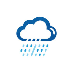 Cloudy weather icon featuring a stylized cloud with rain droplets, illustrating a rainy day concept, perfect for weather-related designs and applications