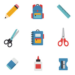 Flat Vector Illustration of Office Supplies and Desk Essentials on Pink Background