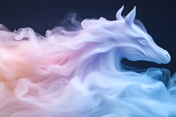 Abstract horse with flowing pastel colors and ethereal design.