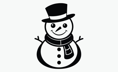 Christmas snowman silhouette, Christmas snowman silhouette, Christmas black snowman icon vector 