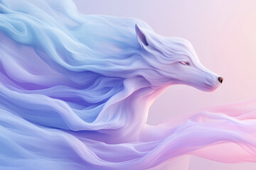 Abstract wolf with flowing pastel colors and motion effect.